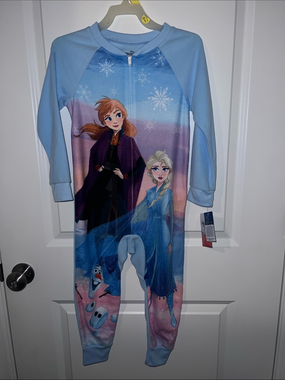 Disney Frozen Light Blue Girls' One-Piece Footed Pajama